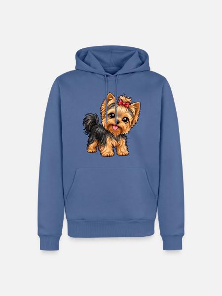 Yorkshire Terrier im Kawaii-Stil - Männer Premium Bio Hoodie - Taubenblau
