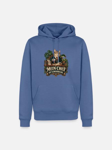 Mein Chef hat Schnurrhaare - Männer Premium Bio Hoodie - Taubenblau