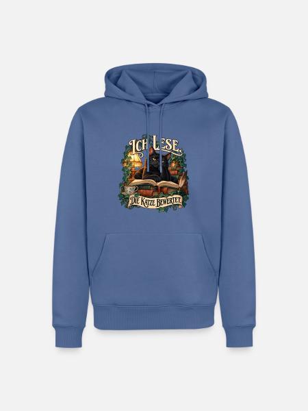 Ich lese. Die Katze bewertet. - Männer Premium Bio Hoodie - Taubenblau