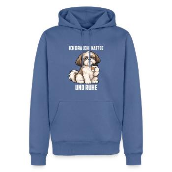 Ich Brauche Kaffee und Ruhe Shih tzu Shih tzus  - Männer Premium Bio Hoodie - Taubenblau - Vorne - Nico (187cm)
