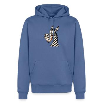 Lustige verrückte Zebra-Zeichentrick-Lächeln Tier-Humor-T-Shirt - Männer Premium Bio Hoodie - Taubenblau - Vorne - Nico (187cm)