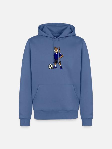 Fussball Wolf Blau - Männer Premium Bio Hoodie - Taubenblau