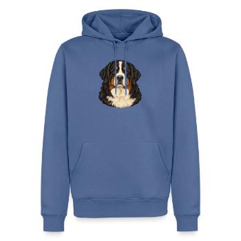 Berner Sennenhund – Treuer Blick - Männer Premium Bio Hoodie - Taubenblau - Vorne - Nico (187cm)