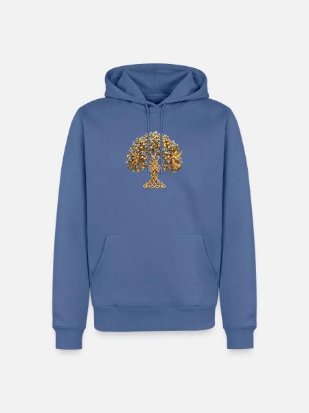 Goldener Baum des Lebens Engel - Männer Premium Bio Hoodie - Taubenblau