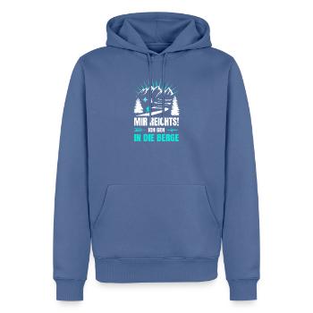 Mir_reichts_ich_geh_in_die_Berge - Männer Premium Bio Hoodie - Taubenblau - Vorne - Nico (187cm)