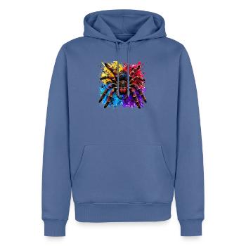 Neon Tarantel  Psychodelische Spinne im Farbklecks - Männer Premium Bio Hoodie - Taubenblau - Vorne - Nico (187cm)
