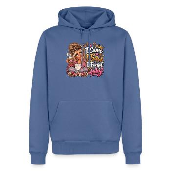 Leopardenkosmos Kaffeezauber - Männer Premium Bio Hoodie - Taubenblau - Vorne - Nico (187cm)