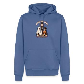 Spooky Night Loyal Company – Berner Sennenhund - Männer Premium Bio Hoodie - Taubenblau - Vorne - Nico (187cm)