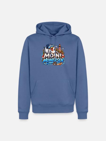 Moini Moinersen Moin Maritim Möwe - Männer Premium Bio Hoodie - Taubenblau