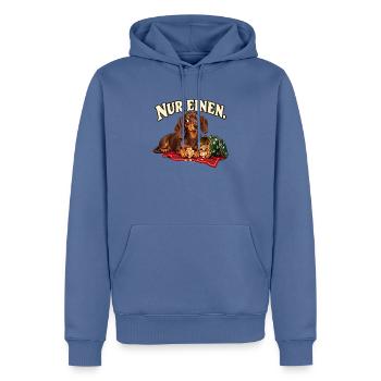 Dackel Plätzchenkontrolle – Nur einen - Männer Premium Bio Hoodie - Taubenblau - Vorne - Nico (187cm)