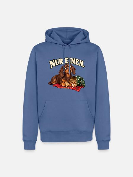 Dackel Plätzchenkontrolle – Nur einen - Männer Premium Bio Hoodie - Taubenblau