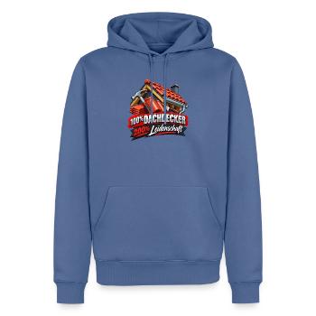 Dachdecker Leidenschaft Shirt - Männer Premium Bio Hoodie - Taubenblau - Vorne - Nico (187cm)