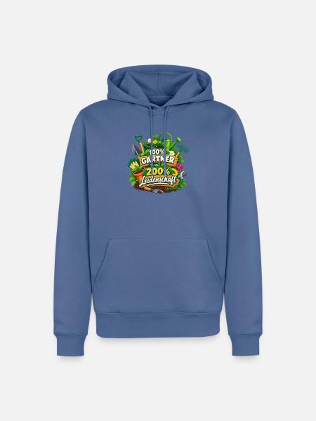 Gärtner mit 200% Leidenschaft - Männer Premium Bio Hoodie - Taubenblau