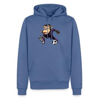 Affen Fussball / Fussballer Affe - Männer Premium Bio Hoodie - Taubenblau - Vorne - Nico (187cm)