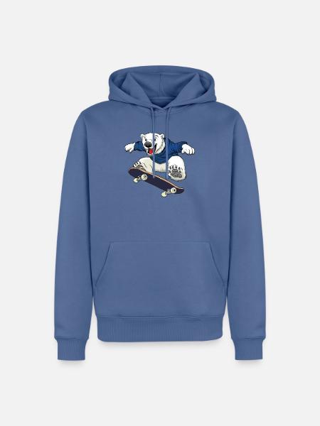 Eisbär Skater - Männer Premium Bio Hoodie - Taubenblau