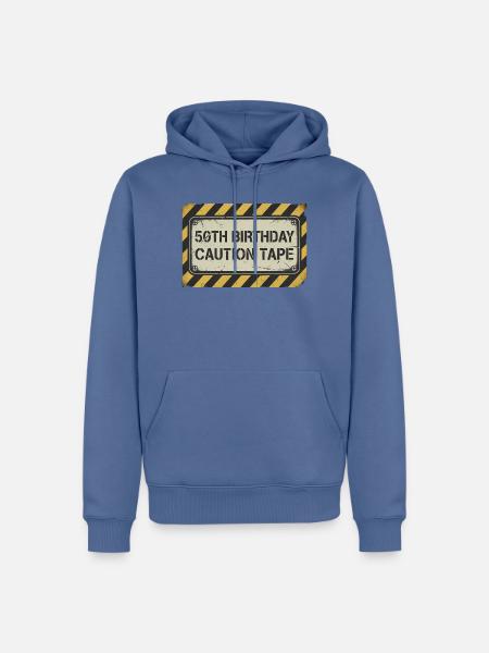50th Birthday Caution Tape - Männer Premium Bio Hoodie - Taubenblau