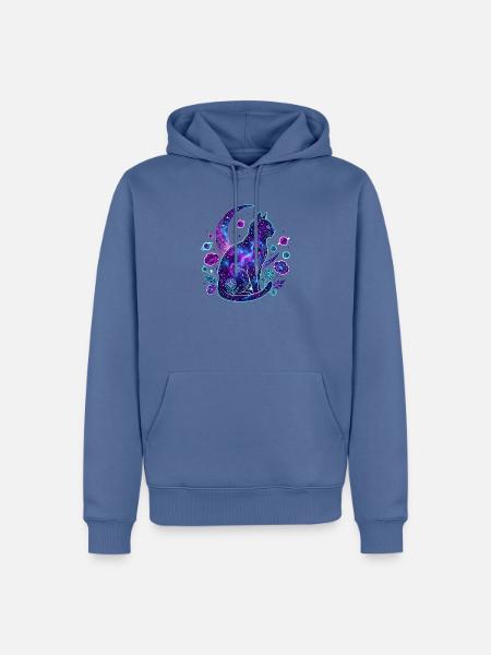 Galaktische Katze im Kosmos - Männer Premium Bio Hoodie - Taubenblau