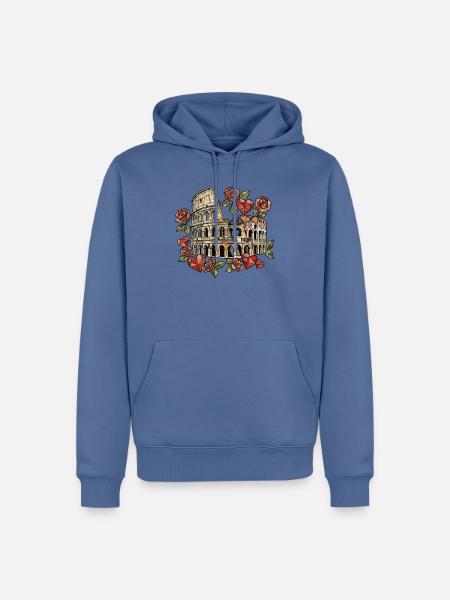 Kolosseum und geometrische Rosen - Männer Premium Bio Hoodie - Taubenblau