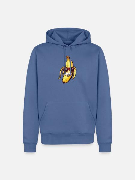 Lachende Banane mit Sonnenbrille - Männer Premium Bio Hoodie - Taubenblau