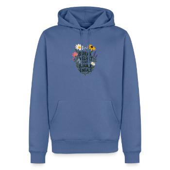 Blühende Vielfalt statt brauner Einfalt Antifa  - Männer Premium Bio Hoodie - Taubenblau - Vorne - Nico (187cm)