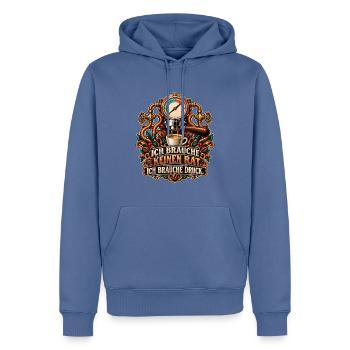 Espresso braucht Druck - Männer Premium Bio Hoodie - Taubenblau - Vorne - Nico (187cm)