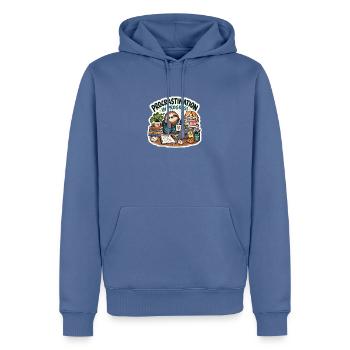 Prokrastination in Progress Cartoon - Männer Premium Bio Hoodie - Taubenblau - Vorne - Nico (187cm)