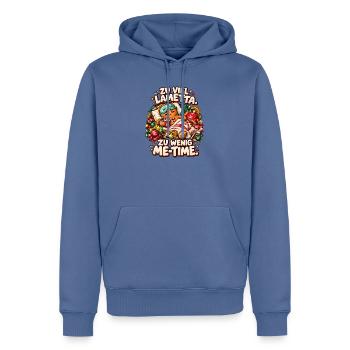 Zu viel Lametta, zu wenig Me-Time! Weihnachtsmotiv - Männer Premium Bio Hoodie - Taubenblau - Vorne - Nico (187cm)