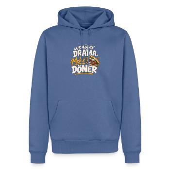 Weniger Drama, Mehr Döner - Männer Premium Bio Hoodie - Taubenblau - Vorne - Nico (187cm)
