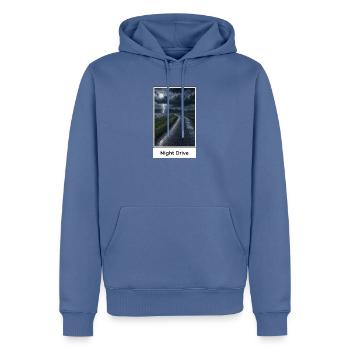 Nachtfahrt durch Gewitter - Männer Premium Bio Hoodie - Taubenblau - Vorne - Nico (187cm)