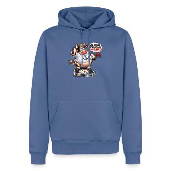 WIE SCHWER IST EIGENTLICH DAS T-SCHIRT  - Männer Premium Bio Hoodie - Taubenblau - Vorne - Nico (187cm)