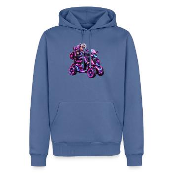 Cyberpunk & Zukunfts-Sci-Fi-Mobilroller - Männer Premium Bio Hoodie - Taubenblau - Vorne - Nico (187cm)