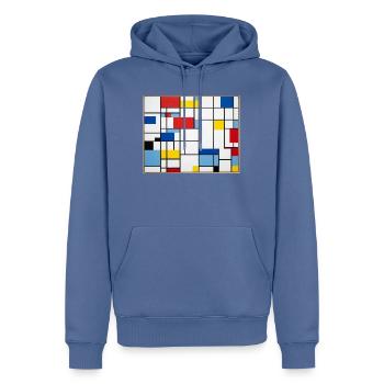 Mondrian Lines Primärfarbenspiel - Männer Premium Bio Hoodie - Taubenblau - Vorne - Nico (187cm)