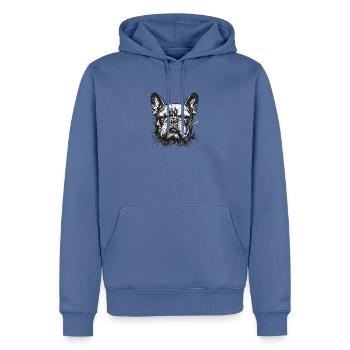  Französische Bulldogge Mit Zigarre Im Markanten - Männer Premium Bio Hoodie - Taubenblau - Vorne - Nico (187cm)
