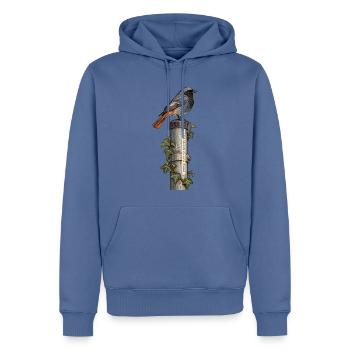 Hausrotschwanz – Der nächste Bus kann warten - Männer Premium Bio Hoodie - Taubenblau - Vorne - Nico (187cm)