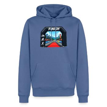 Finishlinie Sprint-Event Illustration - Männer Premium Bio Hoodie - Taubenblau - Vorne - Nico (187cm)