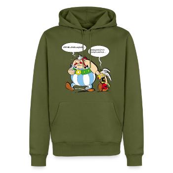 Asterix & Obelix Sprechblasen - Männer Premium Bio Hoodie - Khaki - Vorne - Nico (187cm)