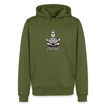 S’il vous plaît utilisez ce cerveau - conception stoïque amusante - Sweat à capuche Premium bio Homme - kaki - Devant - Nico (187cm)