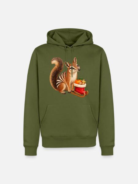 Numbat mit Nikolaus-Stiefelschlitten - Männer Premium Bio Hoodie - Khaki