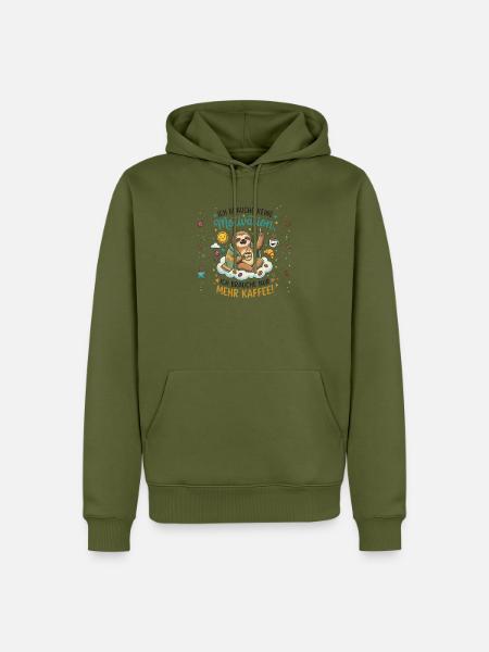 Mehr Kaffee Motivation Faultier - Männer Premium Bio Hoodie - Khaki