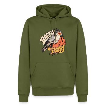 Wachvogel: Heute kaum wach - Männer Premium Bio Hoodie - Khaki - Vorne - Nico (187cm)