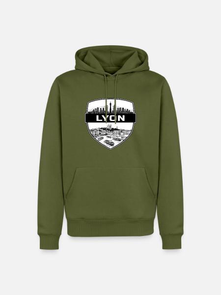 Lyon Frankreich Schildwappen Fourvière-Basilika Geschenk - Männer Premium Bio Hoodie - Khaki