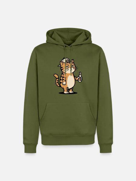Bier Katze - Männer Premium Bio Hoodie - Khaki