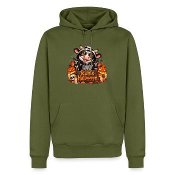Cool Halloween Cow with Pumpkins Skeleton Costume - Männer Premium Bio Hoodie - Khaki - Vorne - Nico (187cm)