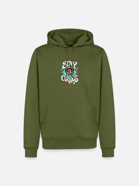 Bleib Neugierig: Psychedelische Berge - Männer Premium Bio Hoodie - Khaki