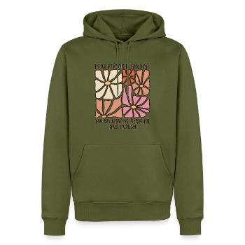 Dear Person Behind Me – Selbstliebe Retro Blumen - Männer Premium Bio Hoodie - Khaki - Vorne - Nico (187cm)