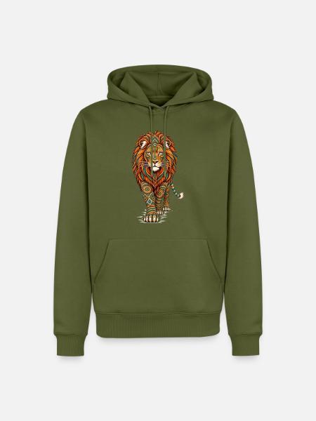 Mandala Löwe Zen Spirituell Boho - Männer Premium Bio Hoodie - Khaki