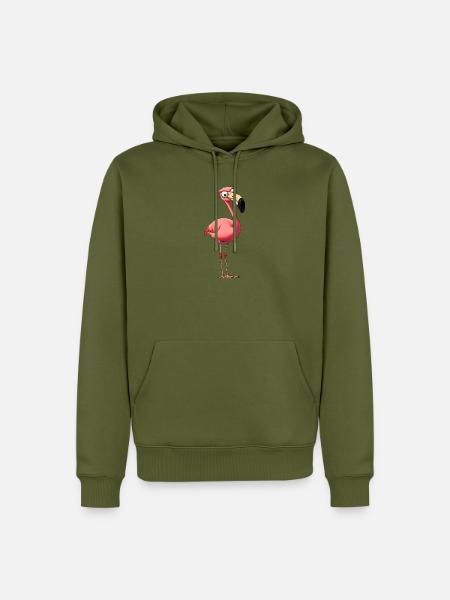 Cooler Flamingo - Männer Premium Bio Hoodie - Khaki