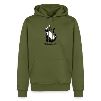 Macht Platz ihr Magielosen! – Schwarze Katze Hexe - Männer Premium Bio Hoodie - Khaki - Vorne - Nico (187cm)