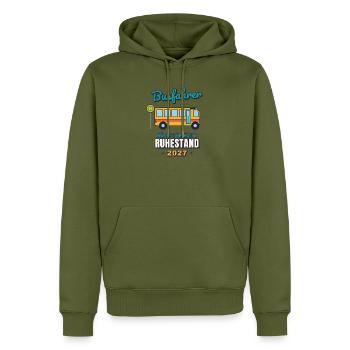 Busfahrer Rente 2027 – Nächster Halt: Ruhestand - Männer Premium Bio Hoodie - Khaki - Vorne - Nico (187cm)