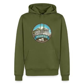 Athen Griechenland Reiseabzeichen Parthenon Souvenir - Männer Premium Bio Hoodie - Khaki - Vorne - Nico (187cm)